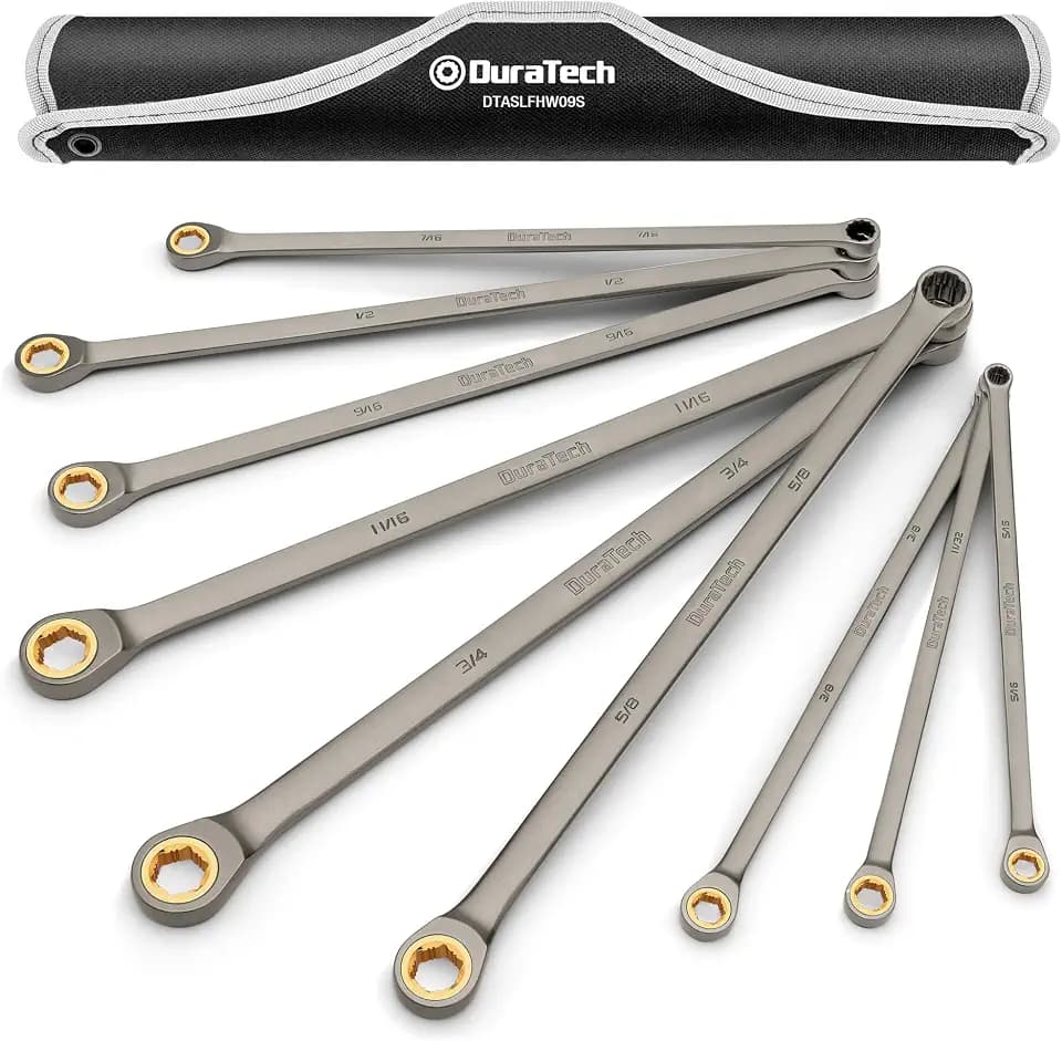 DURATECH Extra Long Anti-Slip Ratcheting Wrench Set, 9-Piece, SAE