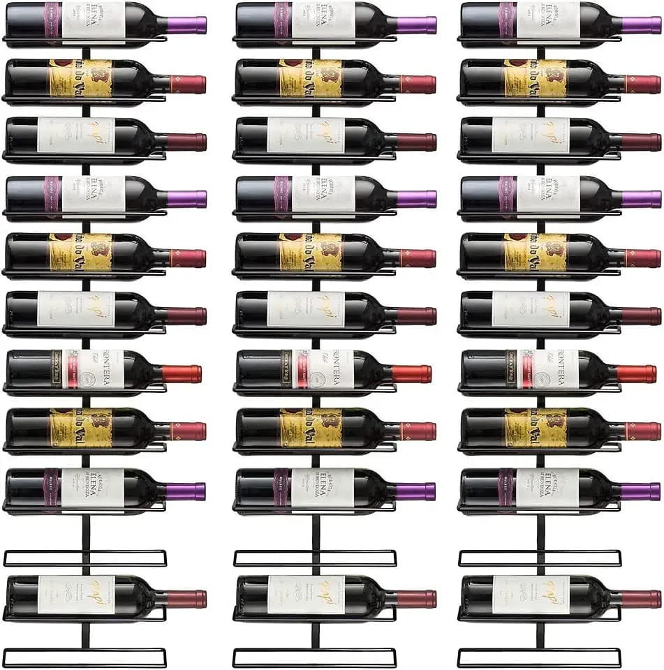 Sorbus Wall Mounted Wine Rack, Metal Bottle Rack (12 Bottle, 3 Pack)