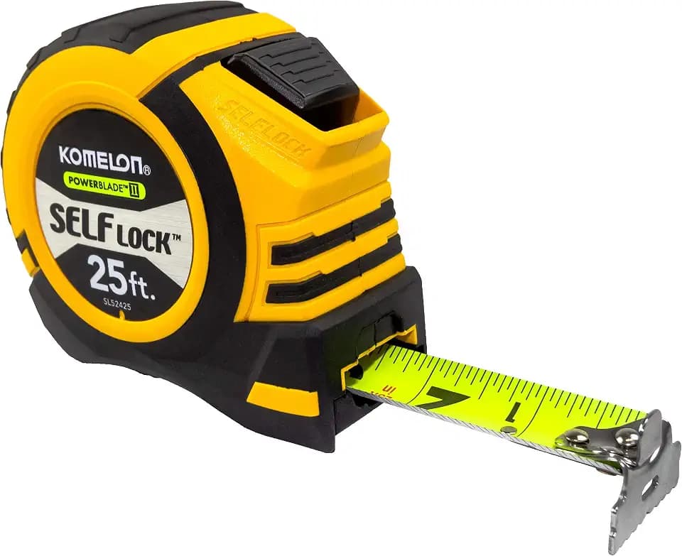Komelon 25' x 1.06" Self-Lock Powerblade II Tape Measure, Yellow/Black, SL52425
