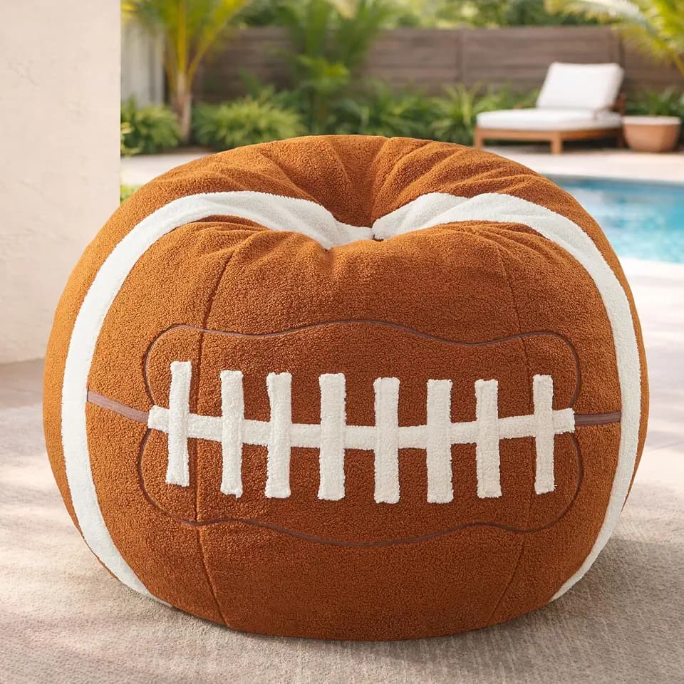 Sports Football Bean Bag Chair, Giant Floor Sofa with Foam Filler