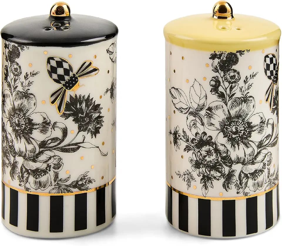 MACKENZIE-CHILDS Porcelain Salt & Pepper Set, Bee Toile