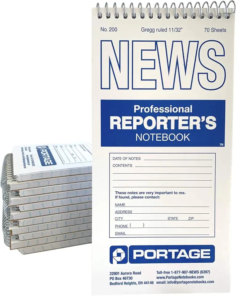 Portage Notebooks Small Notebook - Spiral Notepad for note-taking 4x8 - Small Notepad with stiff backing for Reporters - 12 Pack of Small Note Pads for Journalists and Writers, 70 sheets