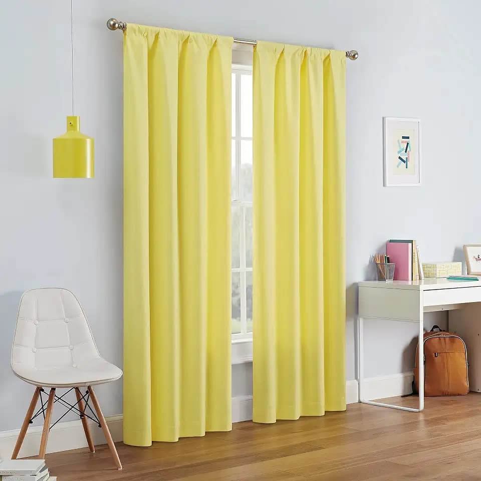 Eclipse Kendall Blackout Rod Pocket Curtain, 42x84, Lemon