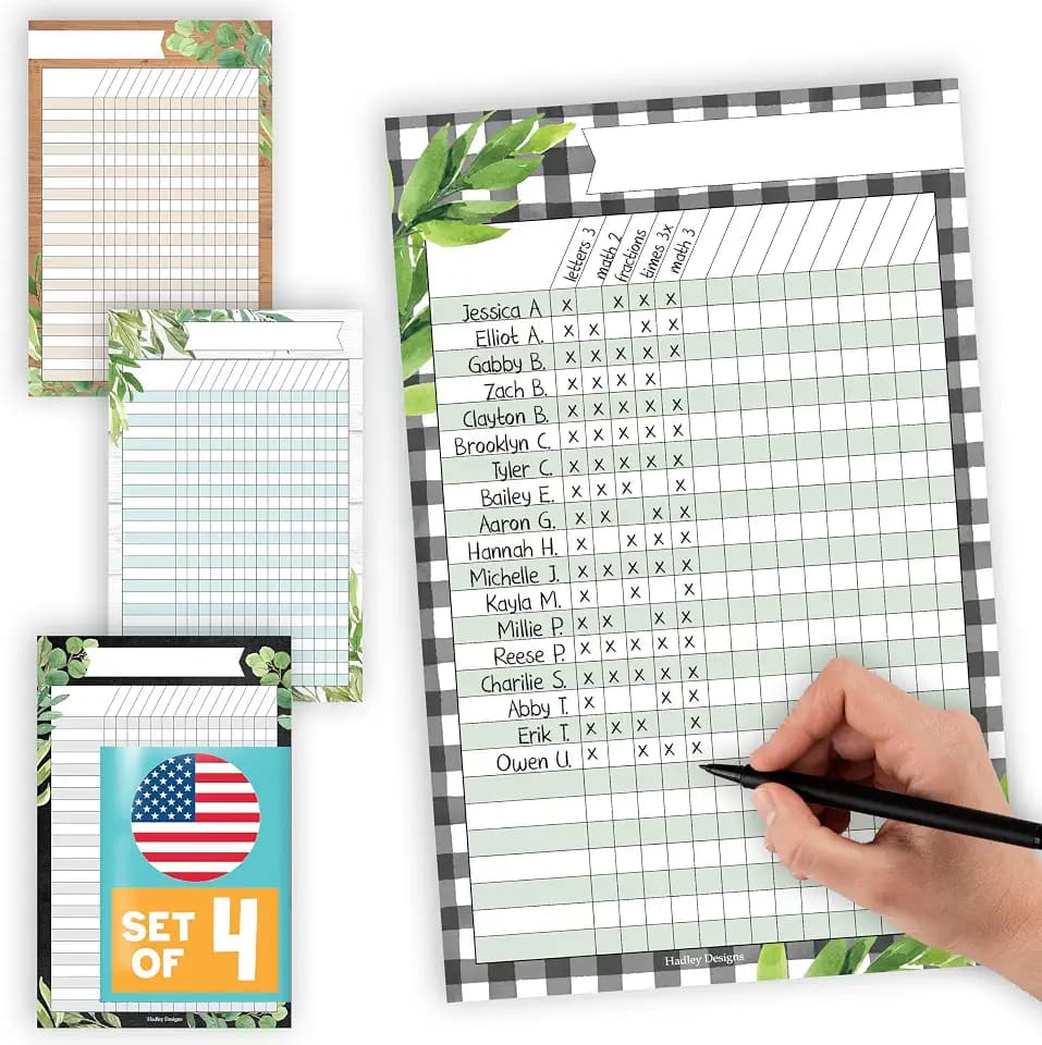 Attendance Chart for Classroom -4pc Laminated Chore & Reward Chart for Kids