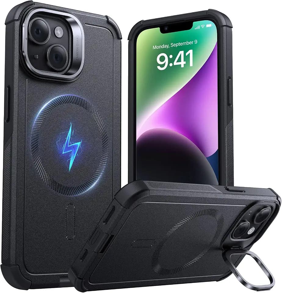 ESR Cyber Tough for iPhone 14/13 Case with Flex Stand, Black