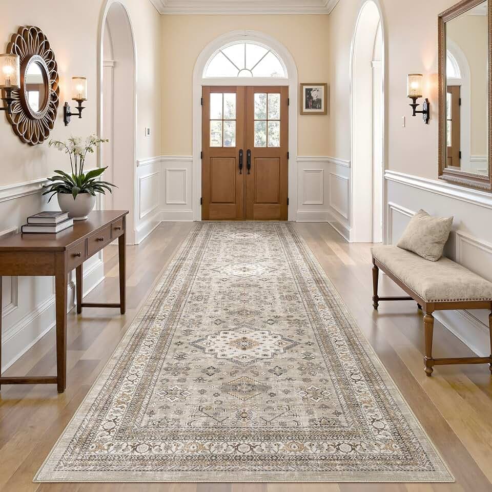 cotiled 3x10 Hallway Runner Rug for Entryway, Non-Slip Vintage, Beige