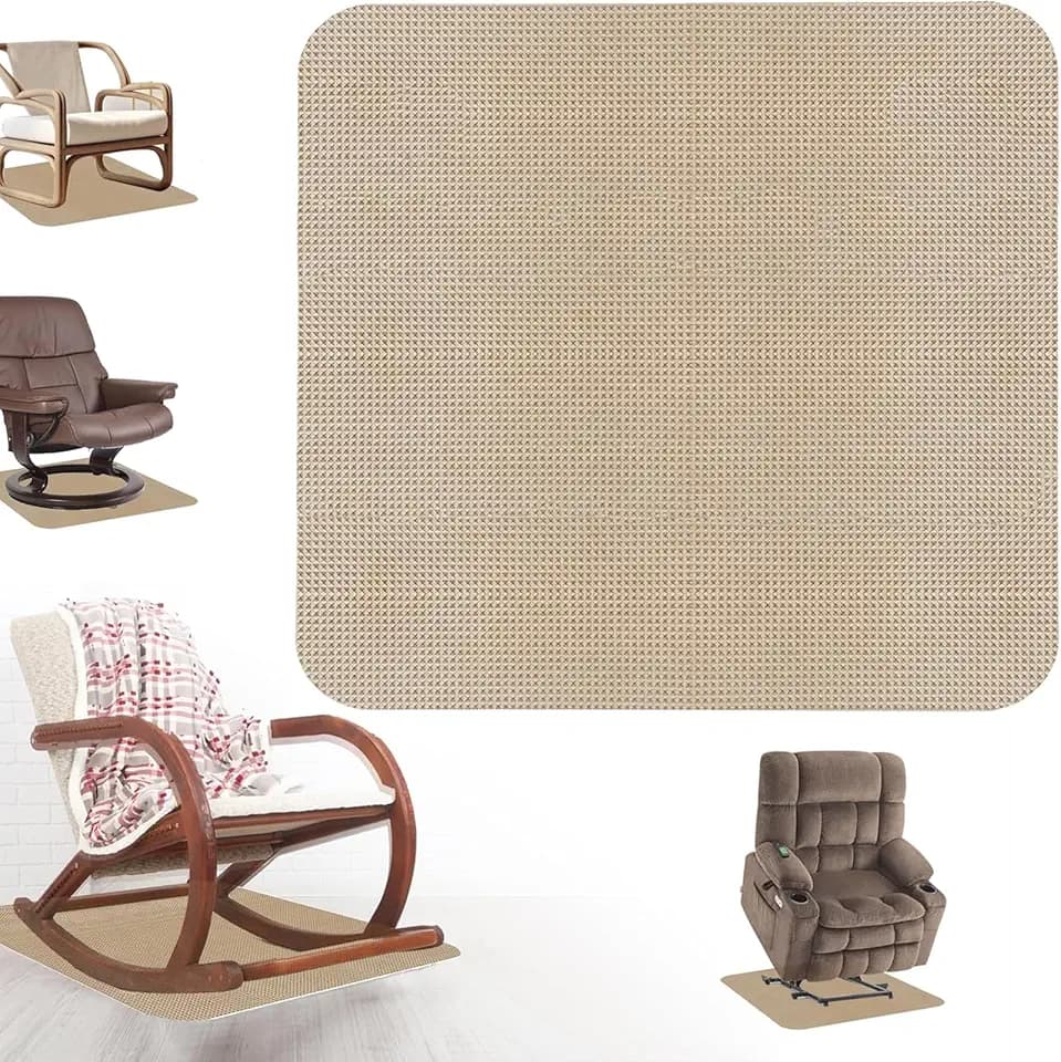 Recliner Pads for Hardwood Floors Non Skid Furniture Gripper Pad Floor Rubber Mat Anti Slide Furniture Pad Hardwood Floor Protector Swivel Chairs Recliner Mats Non Slip Recliner Grippers(Camel)