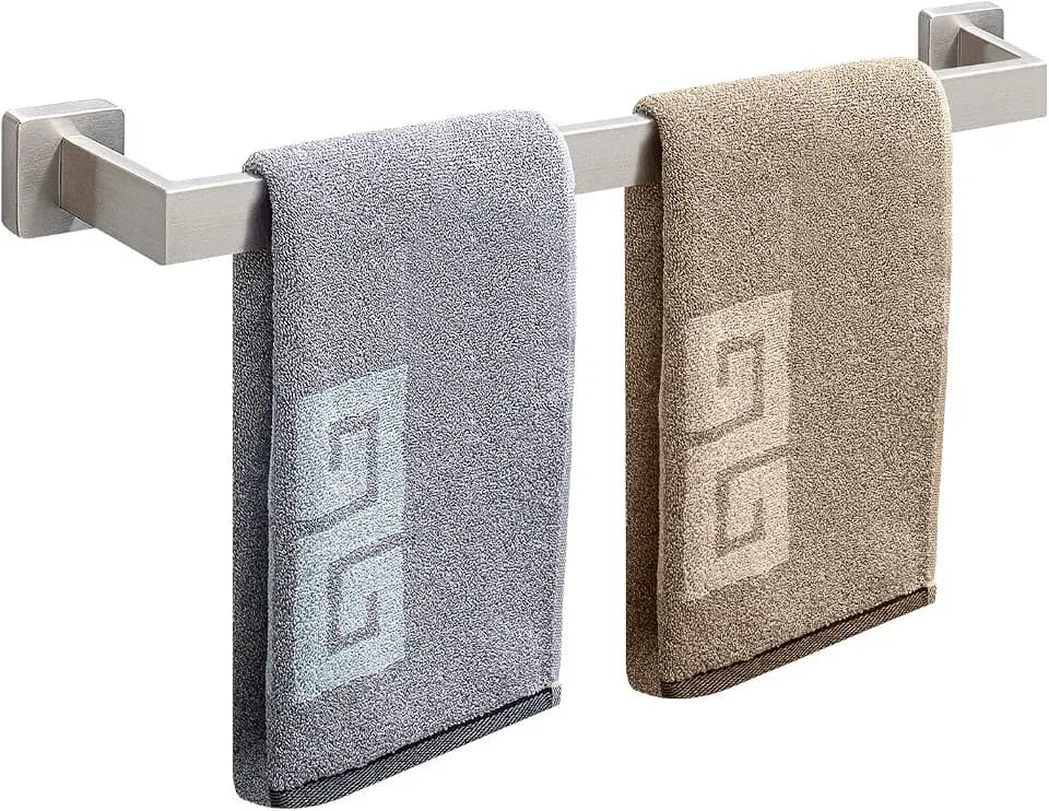 NearMoon Towel Bar, Bath Accessories Premium Thicken Stainless Steel Square Shower Towel Rack for Bathroom, Towel Holder Wall Mounted (1 Pack, Brushed Nickel, 27 Inch)