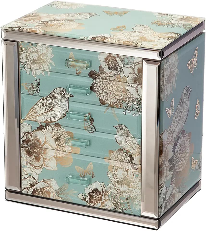 Glass Jewelry Box, 5-Layer Storage Case,Jewerly Boxes for Women