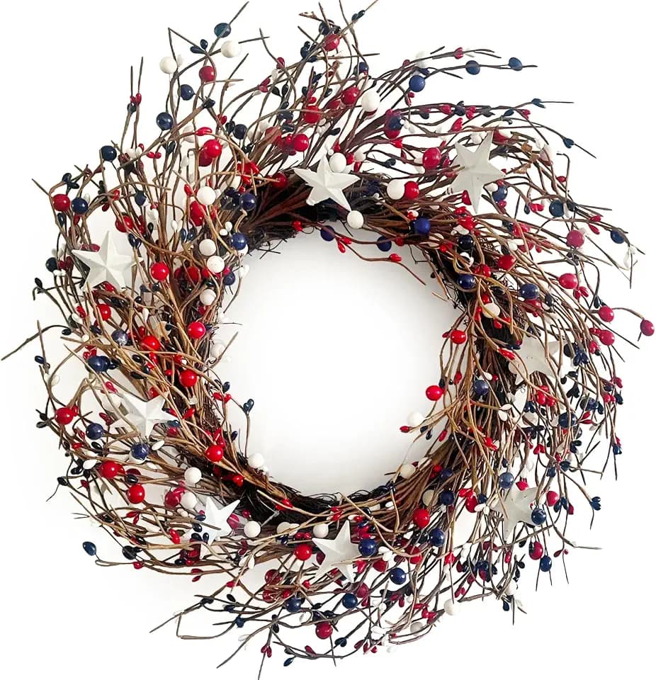 22 Inch Patriotic Wreaths for Front Door 4th of July Wreath