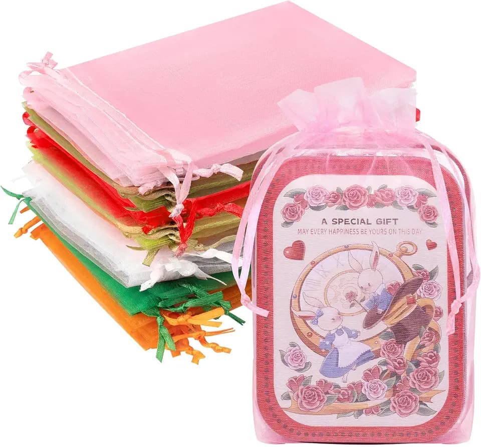 Crweety 50PCS Organza Bags 6x9 Multicolor Large Gift Bags Mesh Bag Drawstring for Goodie Candy Jewelry Sachet Wedding Party Favor Halloween Christmas Treats Gifts, Colorful Gift Wrapping Supplies
