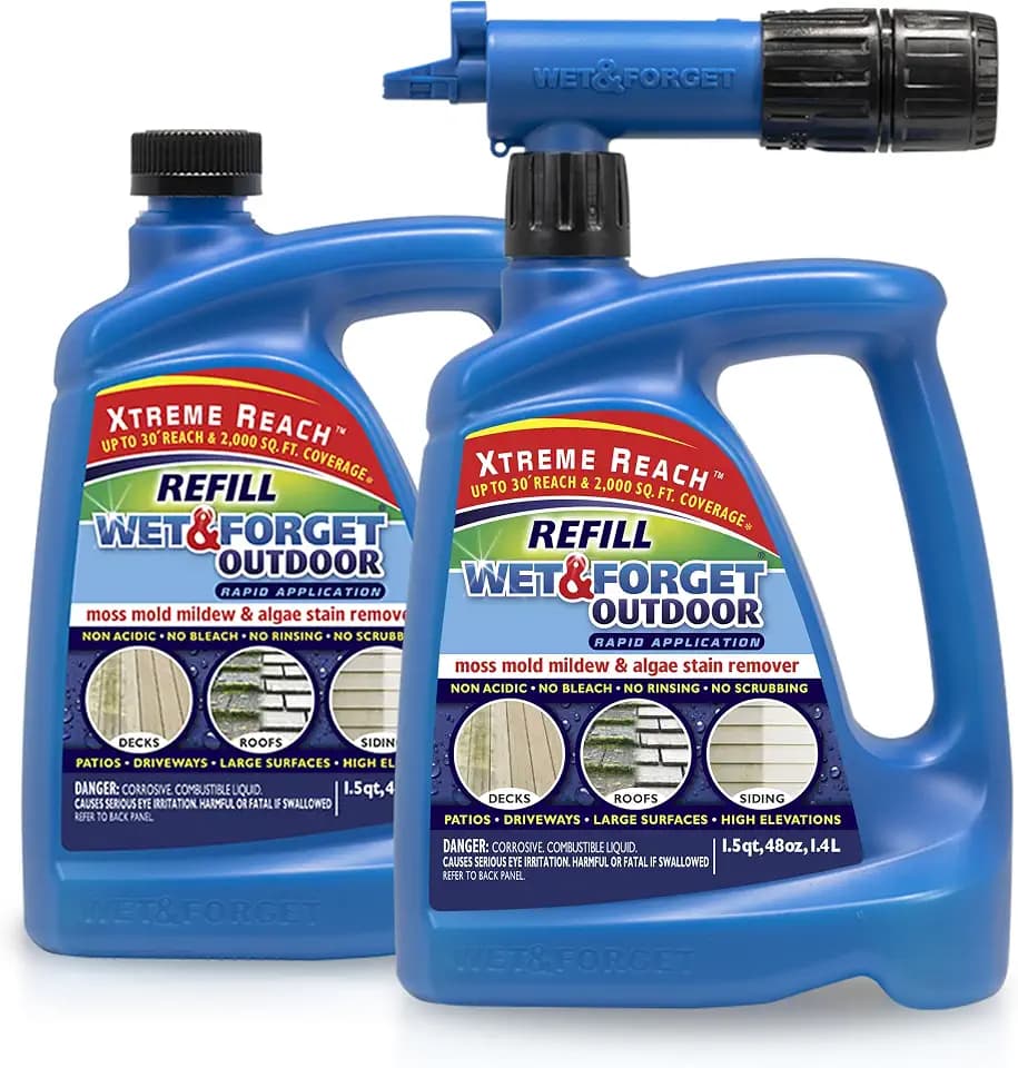 Wet & Forget Outdoor Stain Remover, Xtreme Reach Hose End Cleaner, 2pk 48oz