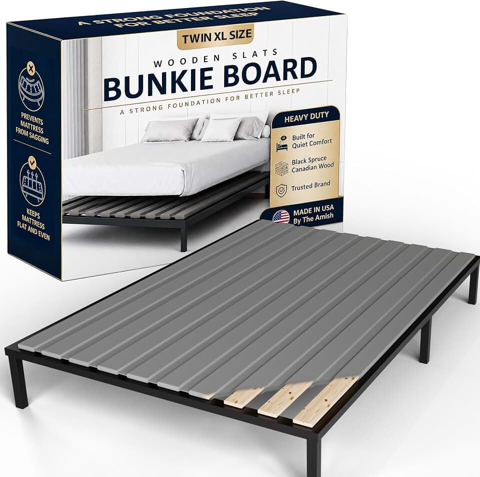 Treaton, Twin XL Size Bunkie Board – Heavy Duty Vertical Bed Slats with Cover & Wooden Support Board for Sagging, Under Bed-Support, Box Spring Alternative, Platform Bed and Replacement