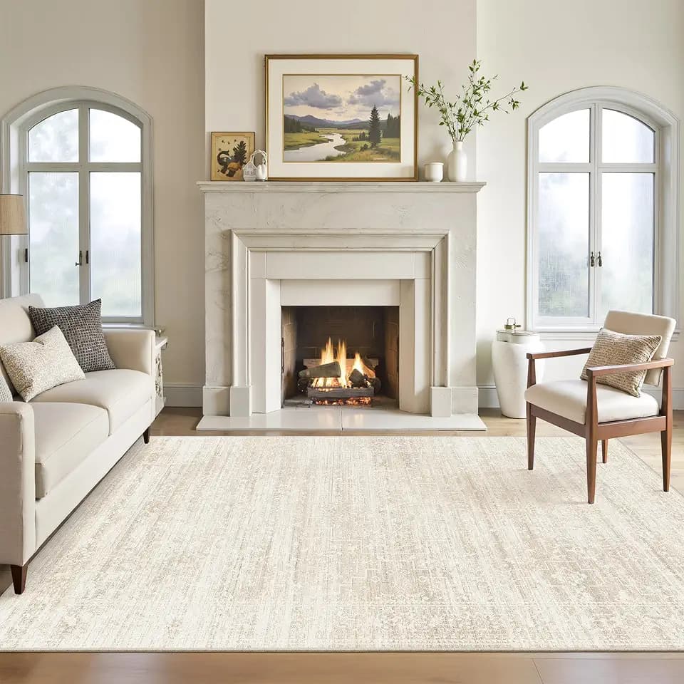 Soalmost 6x9 Area Rugs for Living Room, Washable Soft Rug Beige/Cream