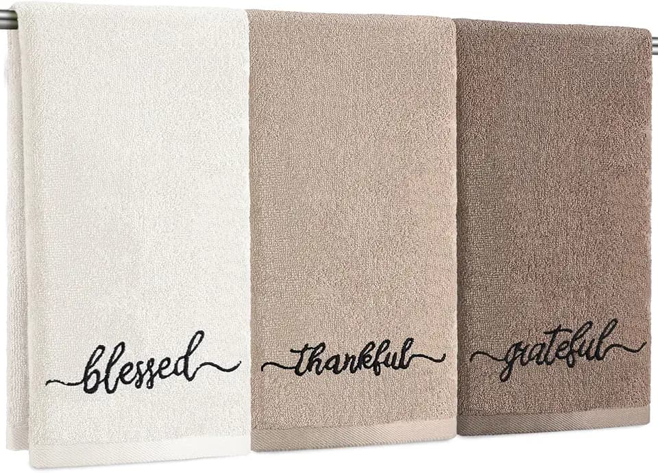 SmoothNovelty 3 Pcs Fall Brown and White Fingertip Towels 100% Cotton Towel