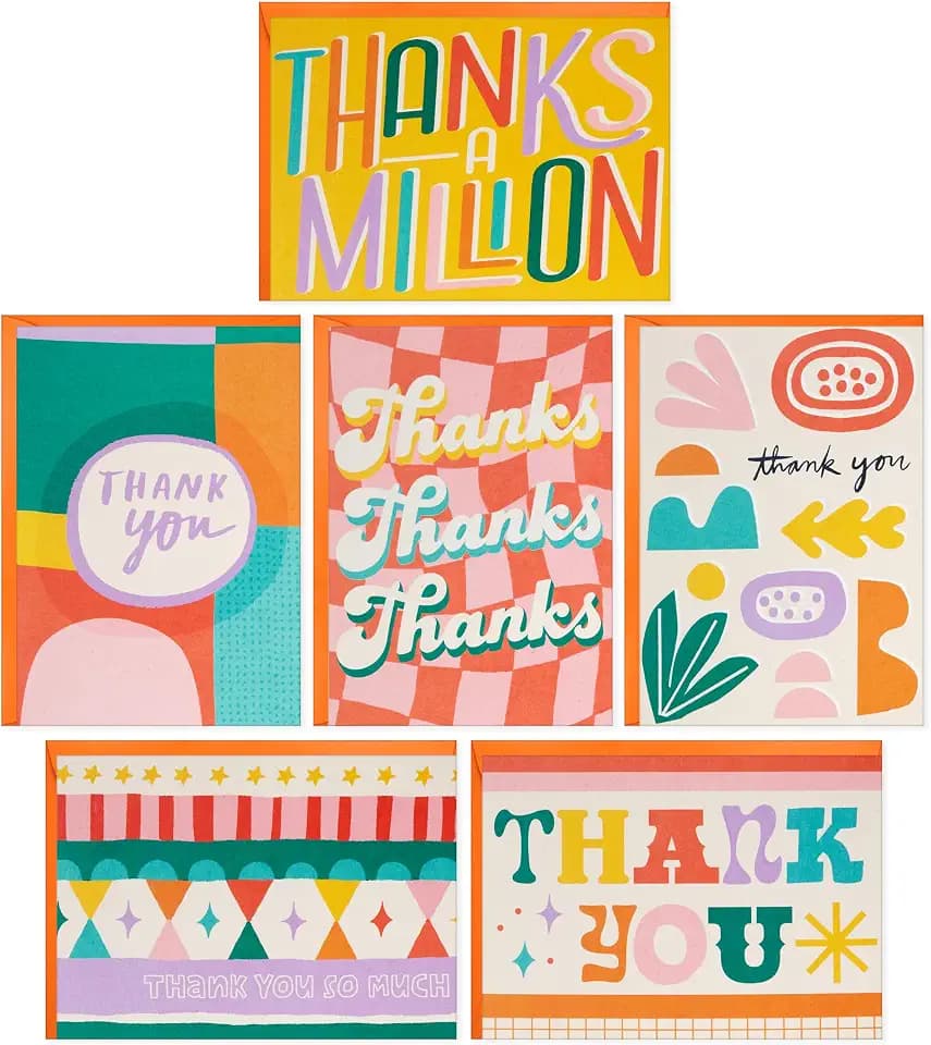 Hallmark Retro Thank You Cards, Assorted 24-Pack (Thanks A Million)