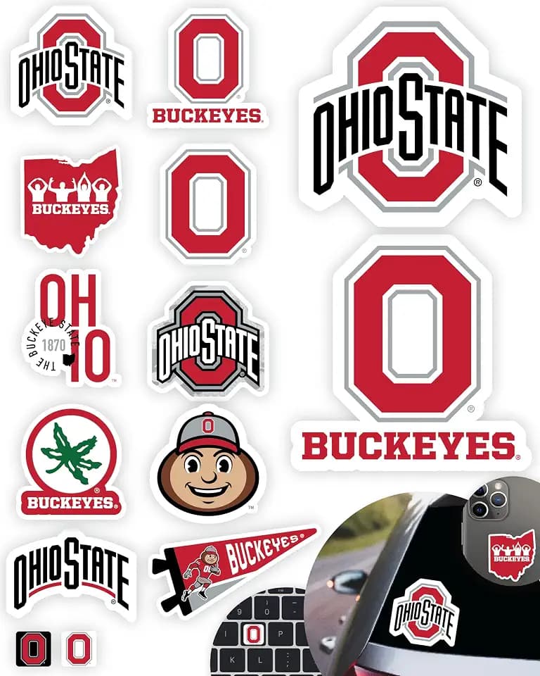 Ohio State Merch Stickers & Decals OSU Buckeyes Car & Water Bottle 14 Pcs