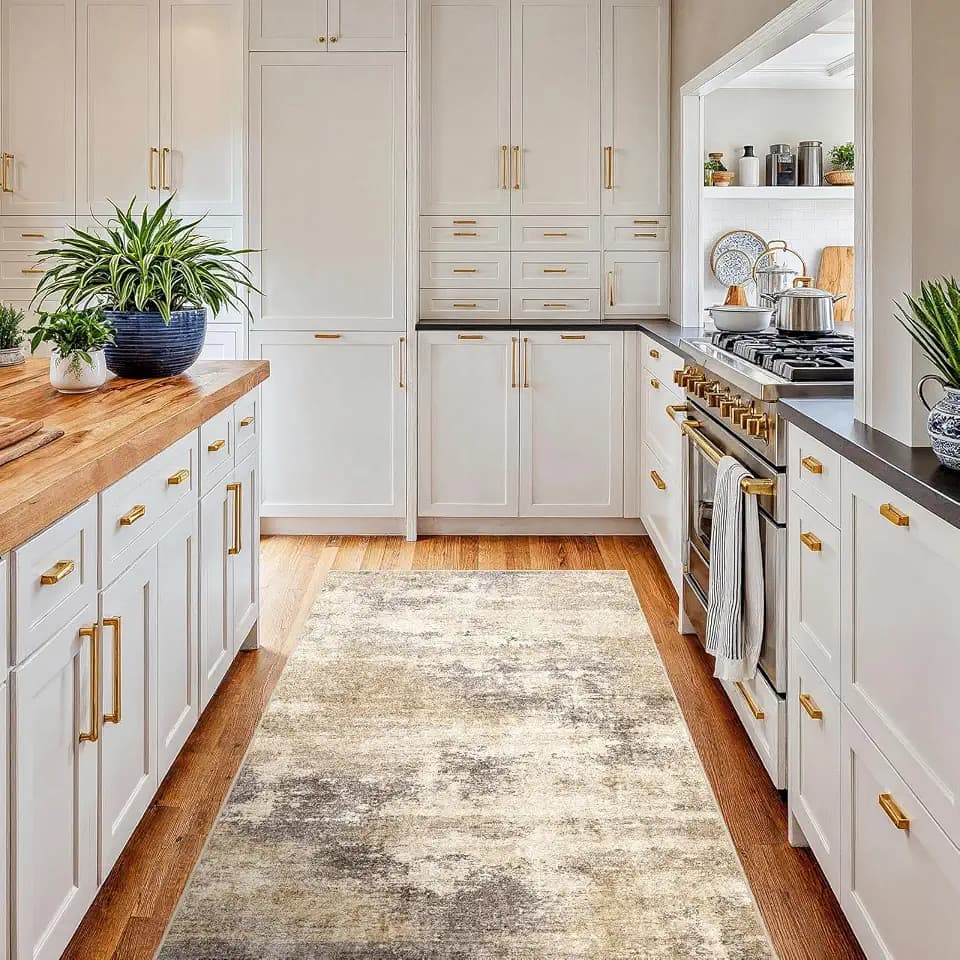 Washable Non-Slip 3x4 Area Rug - Neutral Kitchen Runner Rug with Soft Low-Pile Texture Modern Entryway Floor Mat for Bathroom Living Room Bedroom Hallway Dorm Office (Brown Beige, 3x4)