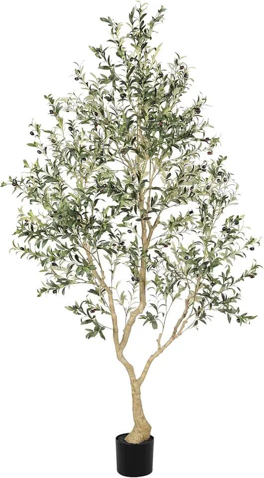 LYERSE Faux Olive Tree 8ft with Large Olive Branches and Lifelike Olive