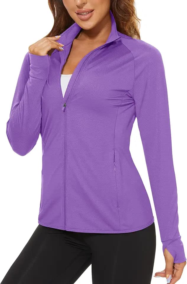 TACVASEN Women's Lightweight Athletic Jacket UPF 50+ Long Sleeve Sun Shirt