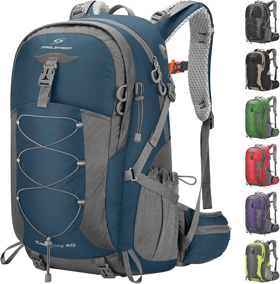 Maelstrom 40L Hiking Backpack, Lightweight Camping Daypack with Rain Cover