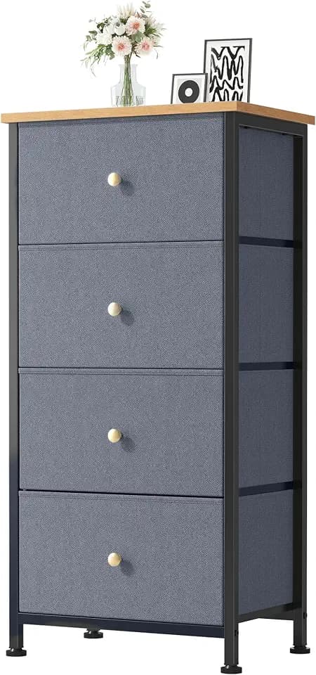 DUMOS Night Stand with 4 Drawers, Bedside Table for Bedroom