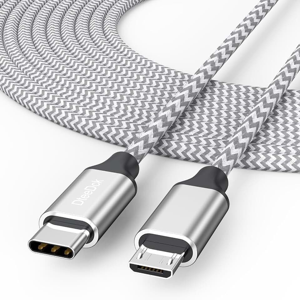 USB C to Micro USB Cable 15 ft for Charging & Data Transmission, Braided Cord