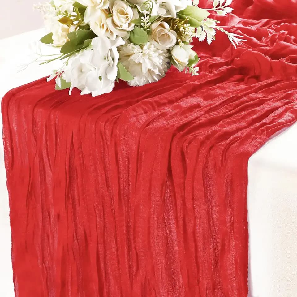 3Pack Red Cheesecloth Table Runner Fall Christmas Wedding Birthday Decor