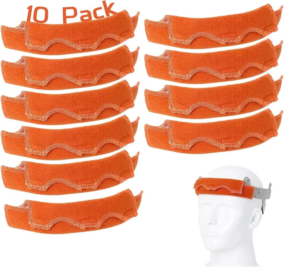 Aolamegs Safe Hard Hat Sweatband- 10PCS Sweat Bands Washable, Hard Hat Liner Replacement, Flame Retardant Cotton Hard Hat Accessories Sweat for Welding Helmet, Construction Hats, Chainsaw Helmet