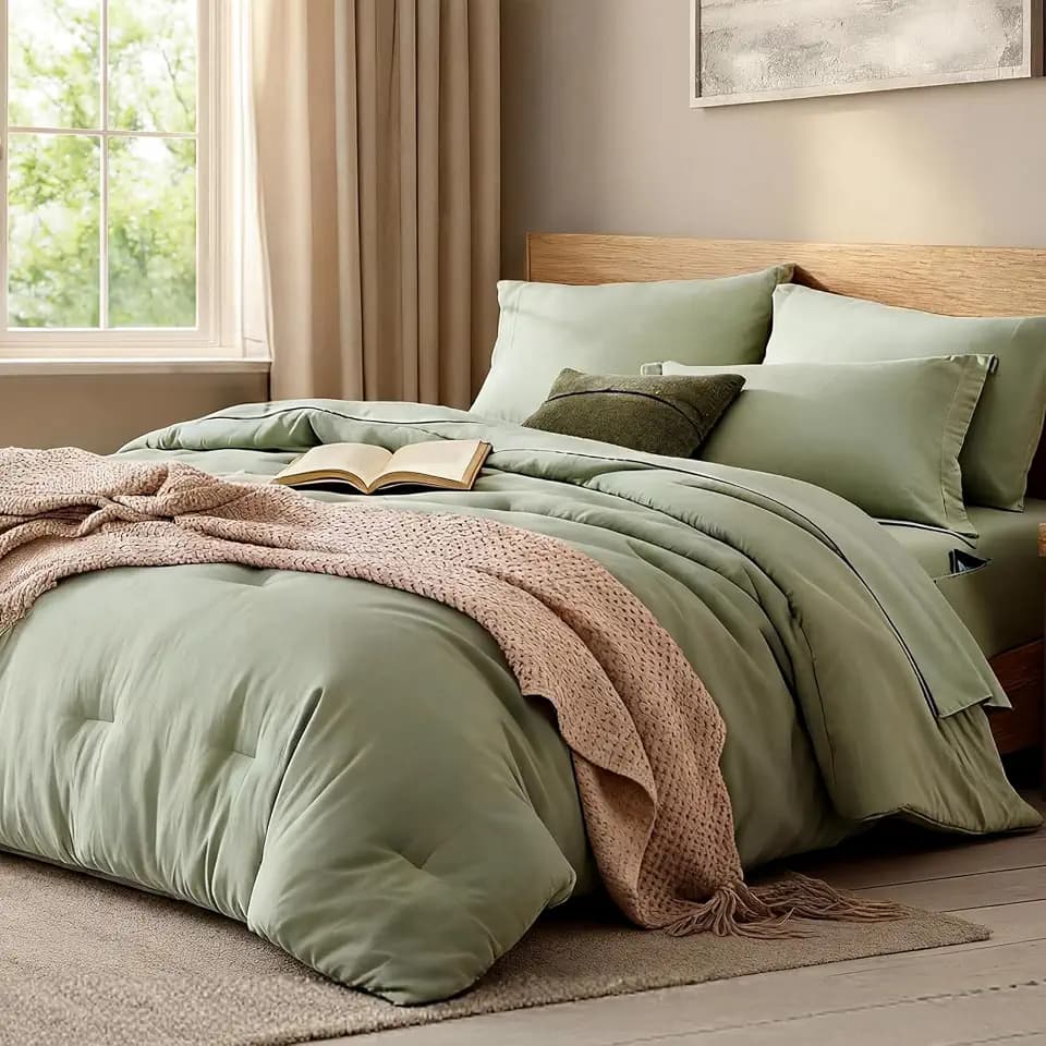 Oversized Queen Comforter Set -7 Pieces Soft Bed in a Bag Queen Bedding Set