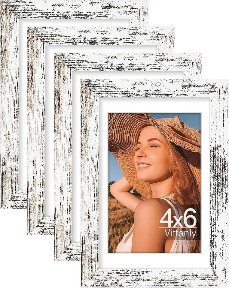 Vittanly 4x6 Picture Frames Set of 4, for Wall & Tabletop
