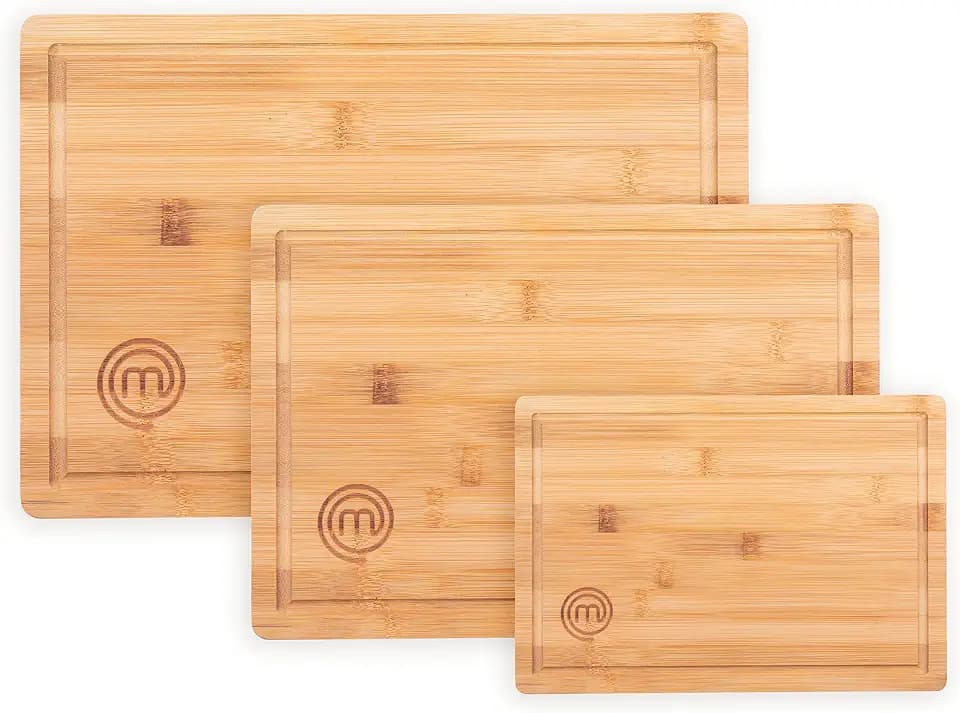 MasterChef Wooden Cutting Boards for Kitchen, Bamboo Cutting Board Set of 3