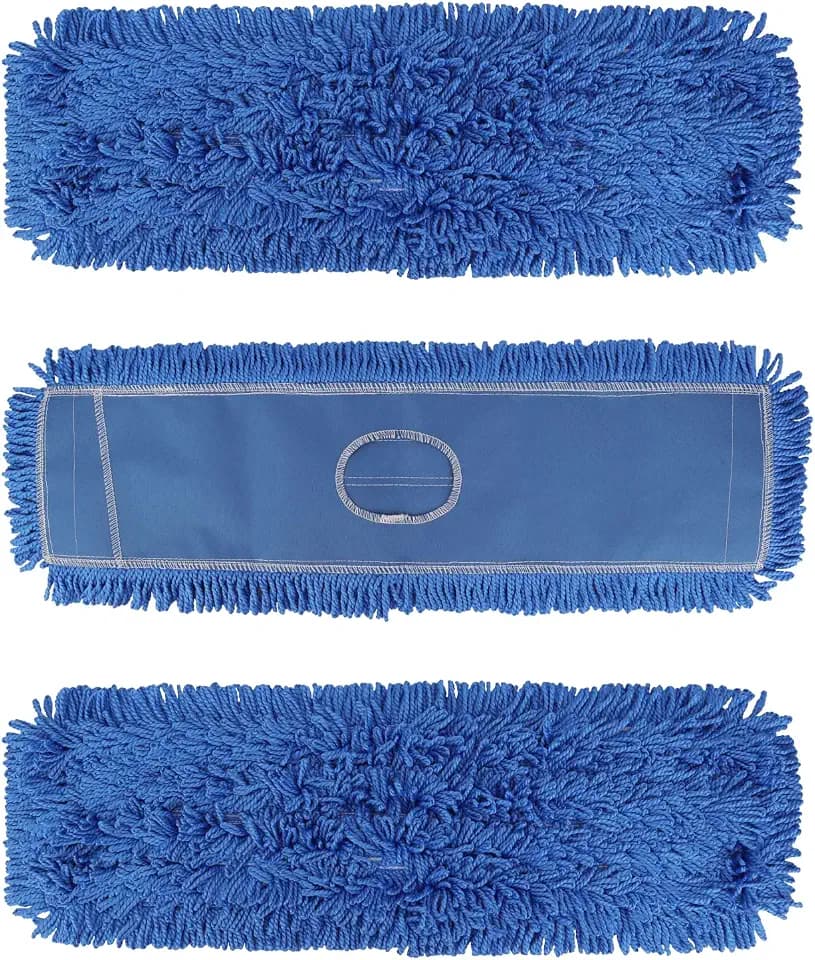 3 Pack 24 Inch Microfiber Dust Mop Head, Medium Washable Commercial Sweeper and Janitorial, Blue