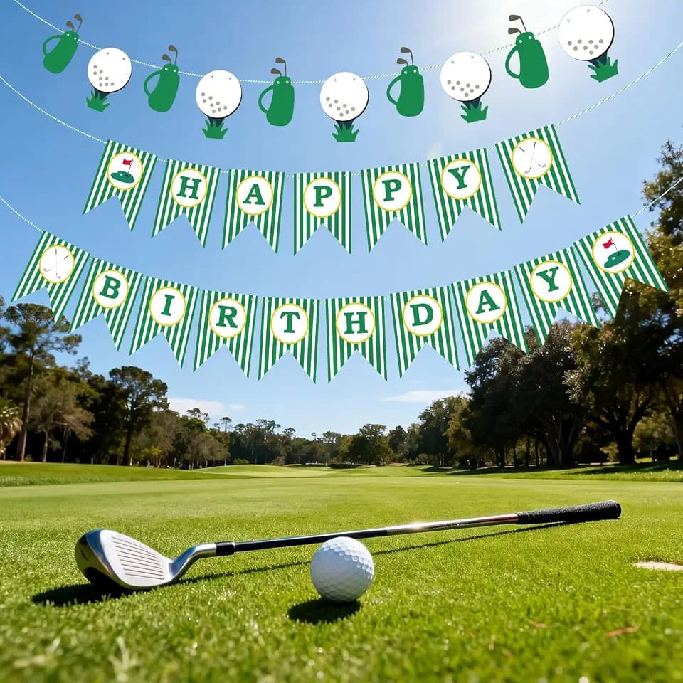 Peryiter 3 Pcs Golf Happy Birthday Banner