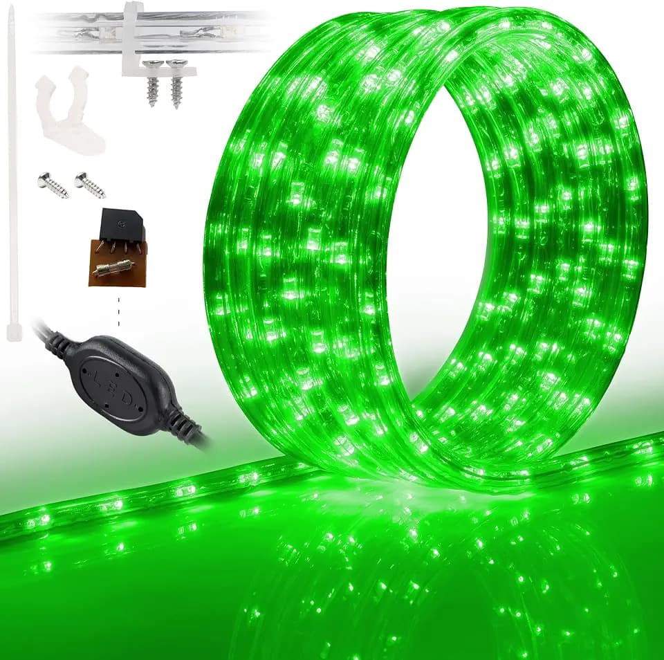 288LEDs, 25ft LED Outside Rope Lights, Waterproof Permanent Outdoor ETL Certified Connectable Clear Tube, Christmas Palm Tree Holiday Decorative Landscape Patio Accent Lighting - Green