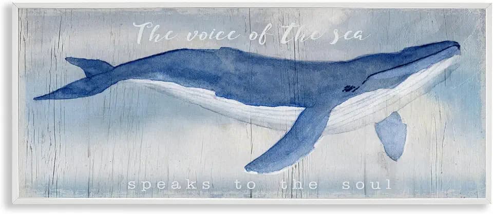 Whale Quote Nautical Inspirational, 13 x 30 Inch Framed Giclée Print