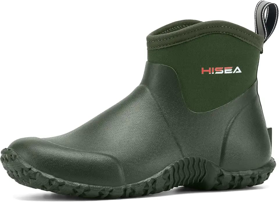 HISEA Men's Ankle Rain Boots Waterproof Rubber Garden Boots