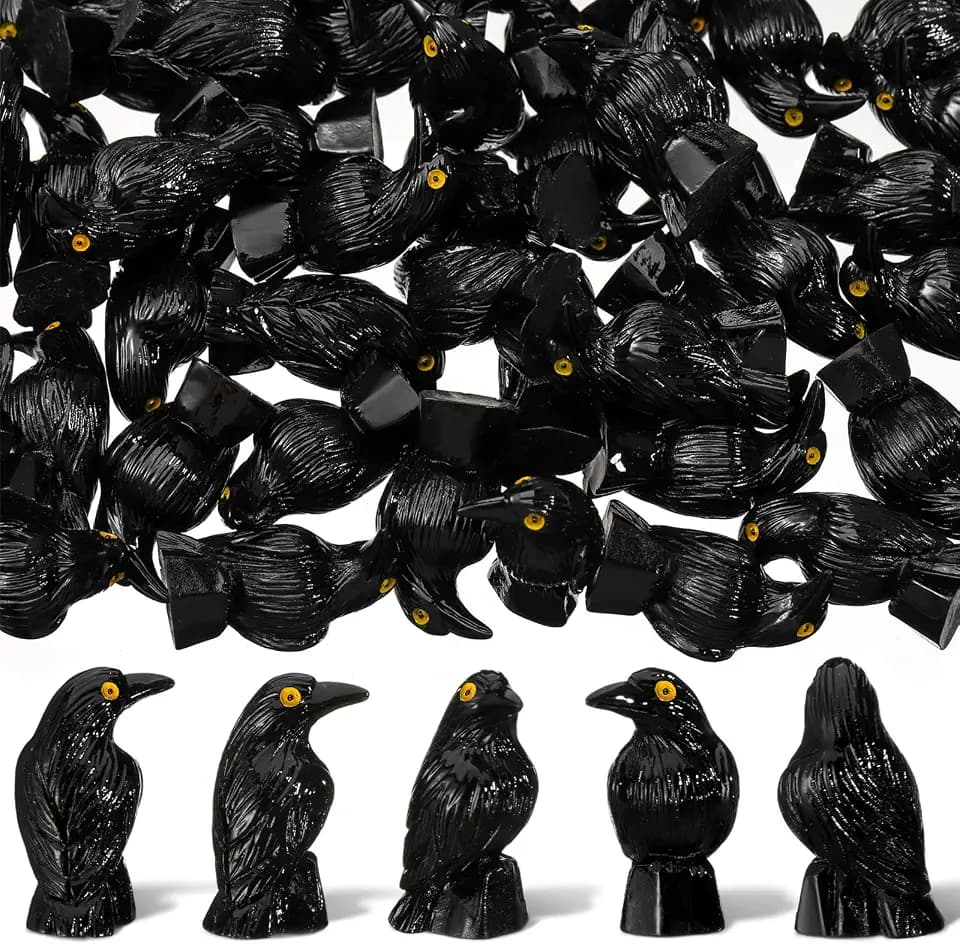 100 Pcs Halloween Miniature Crow Figurines Black Resin Ravens
