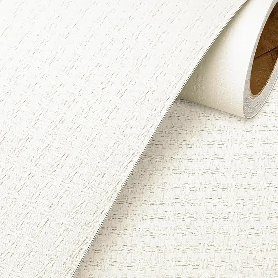 Livelynine 15.8x394 White Textured Peel and Stick Wallpaper Paintable Removable White Woven Texture Contact Paper for Cabinets Self Adhesive Modern Wall Paper for Bathroom Bedroom Living Room Accent