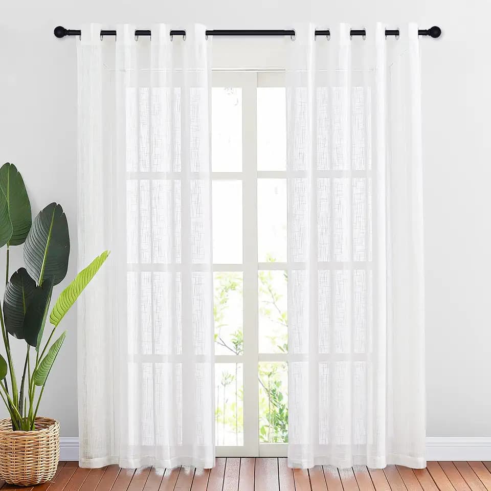 NICETOWN White Sheer Curtains for Windows 84 Inch Length, 52" W, 2 Panels
