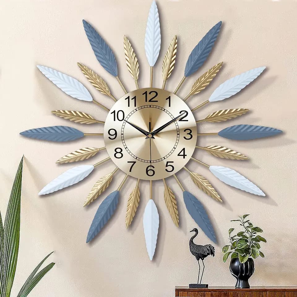 Lafocuse 23 Inch Metal Mid Century Modern Wall Clock for Living Room Decor