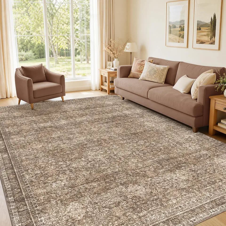 Sasttie 4x6 Area Rugs, Ultra-Soft Washable Rug for Living Room, Dark Brown