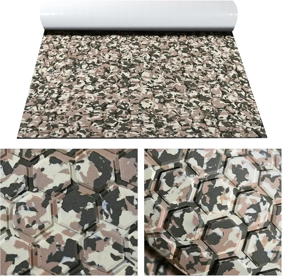 102.3"X48"/23.62" Boat Flooring Hexagon Self-Adhesive EVA Foam Boat Decking Marine Yacht RV Pool Non-Skid