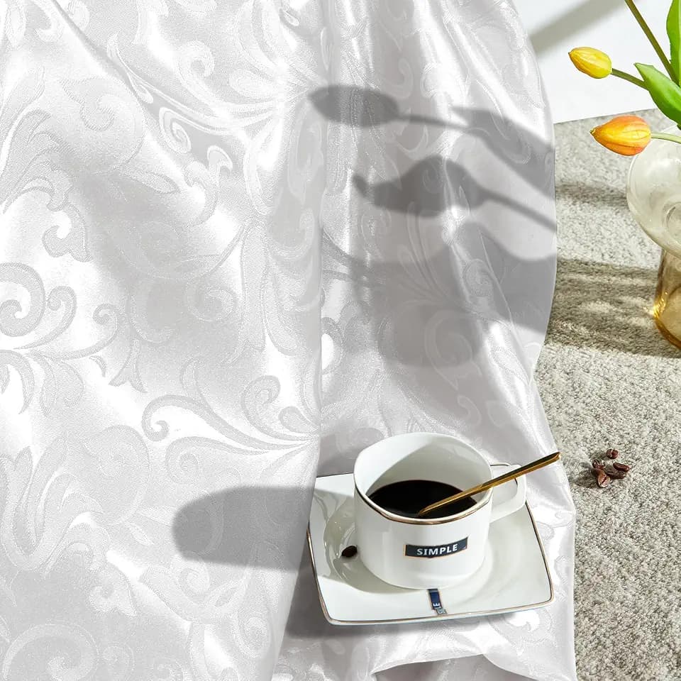 VACVELT White Jacquard Satin Fabric by The Yard, 60" Wide, 1 Yard