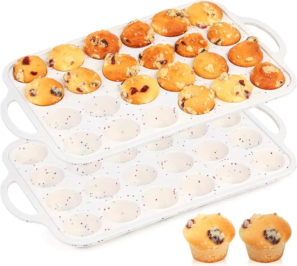 24 Cups Silicone Mini Muffin Pan for Baking with Metal Frame