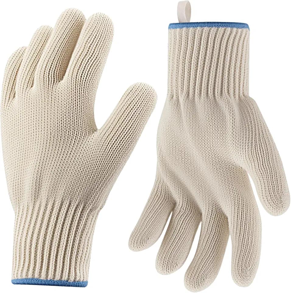 Heat Resistant Oven Gloves, Ove Glove BBQ Gloves Heat Resistant Cooking Oven Mitts with Fingers Grilling Glove, Full Hand Protection, Grill Gloves for Outdoor Hot Food Handling (Set of 2)