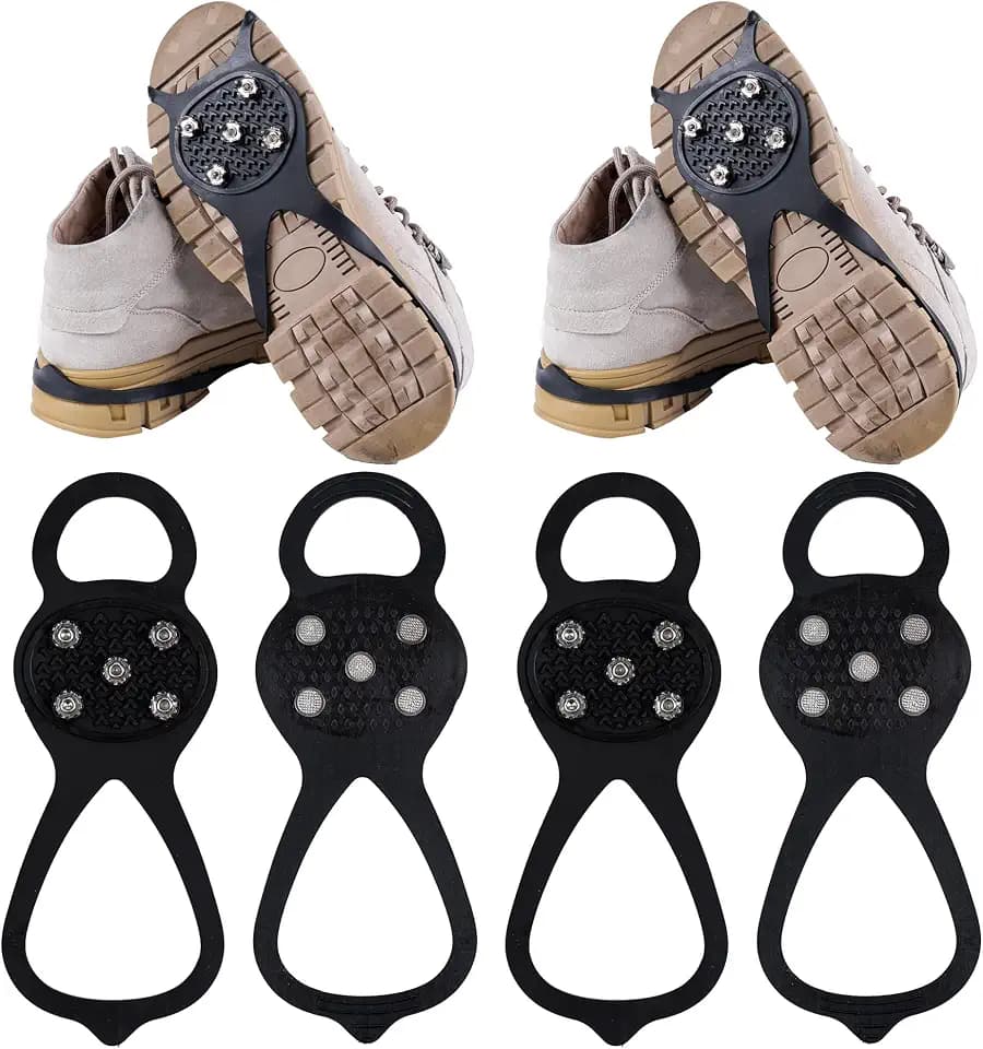 2Pairs Ice Cleats for Shoes and Boots Ice Spikes Crampons for Hiking Boots