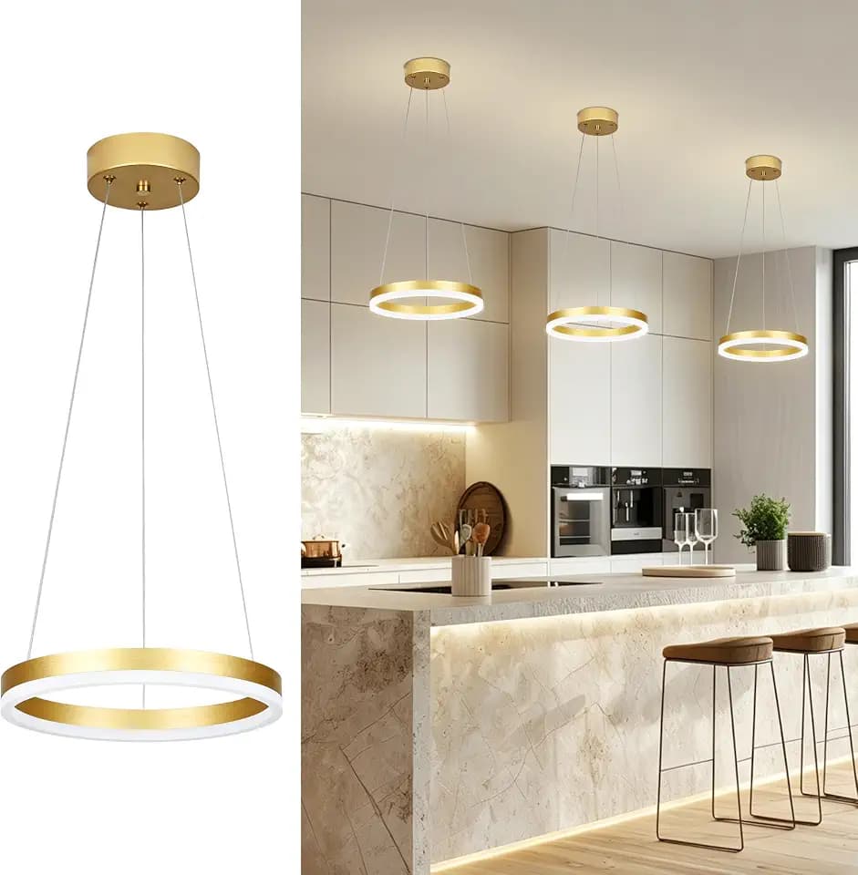 12" Gold Led Ring Chandelier Ring Modern Led Chandelier 3 Pack Modern Pendant Lights Led Pendant Lights Adjustable Height Light Contemporary Light Fixture for Kitchen Island Dining Room