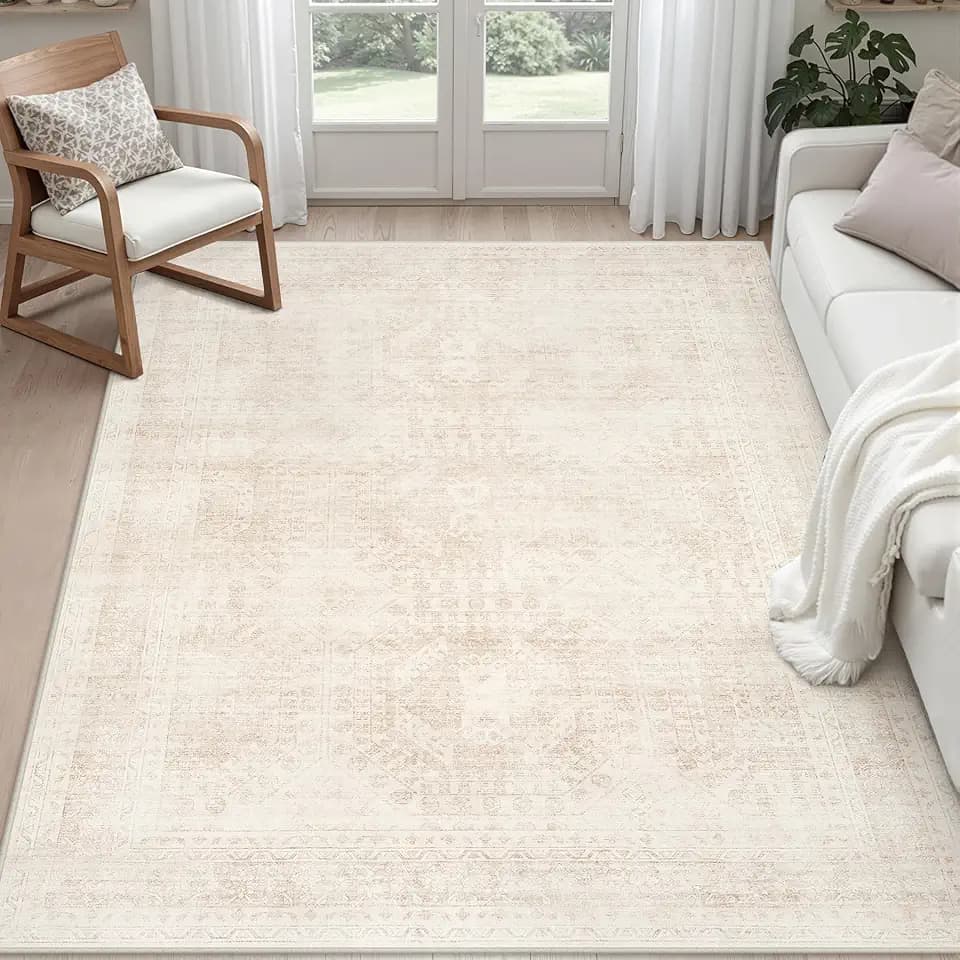 6x9 Area Rugs Living Room: Bedroom Neutral Washable Carpet Beige