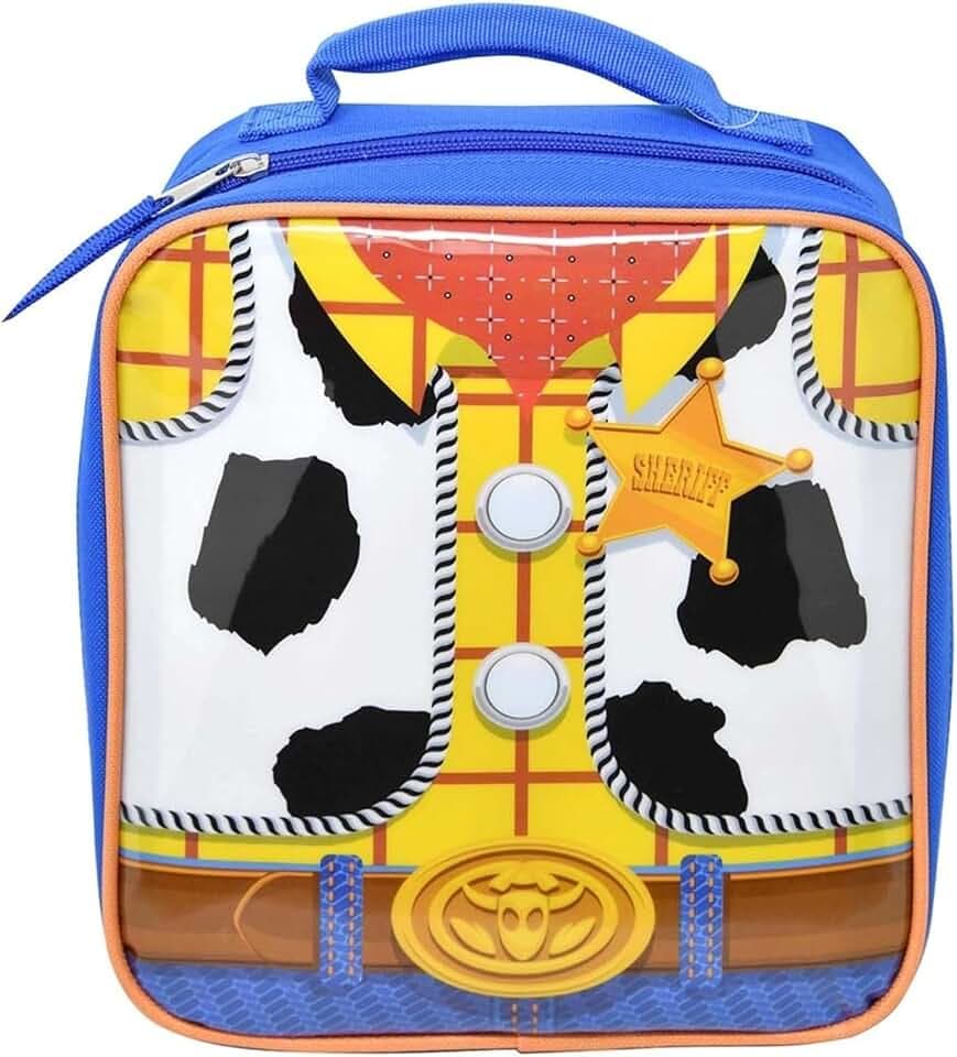 Disney Pixar Toy Story Woody Insulated Lunch Bag for Kids, 3D Sheriff Costume Design Soft Lunch Box with Carry Handle, 8.5” x 3.5” x 9.5”